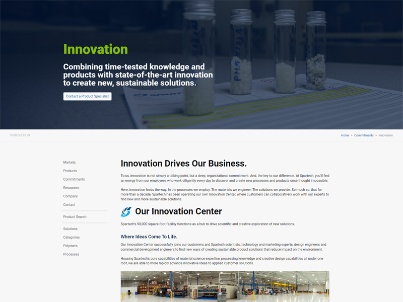 Spartech Innovation website resource