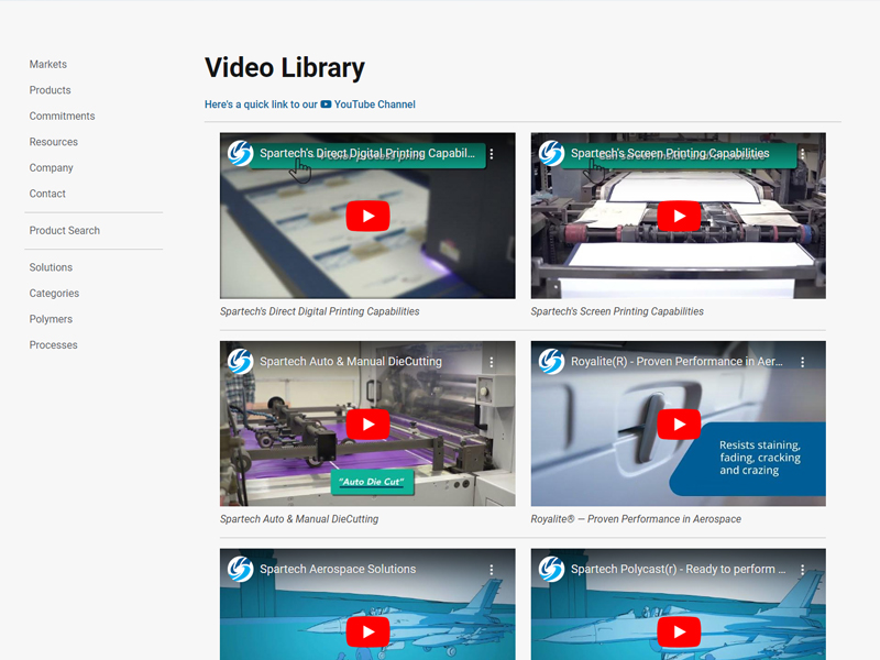 Spartech Video Library website resource